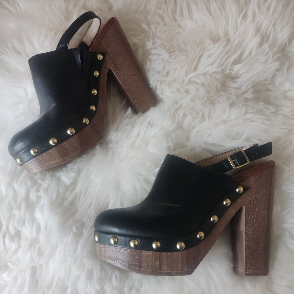 INC INT. CONCEPTS BLACK CLOGS W/BRASS BRAD…